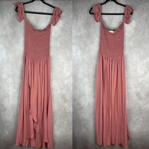 Young Fabulous & Broke Frida Smocked Off-The-Shoulder Maxi Dress Dusty Rose M
